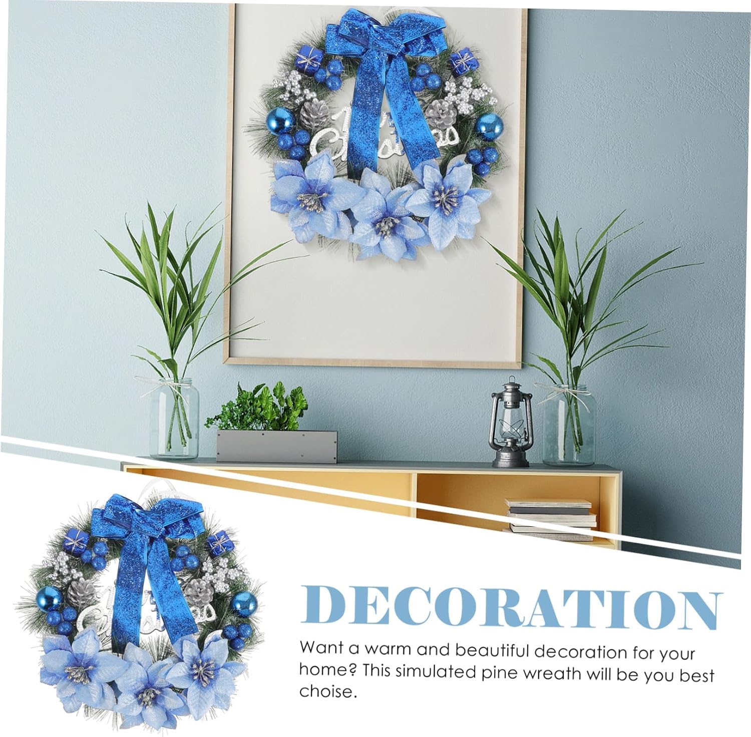 Christmas Hanging Decor Pine Wreath Greenery Garland Front Door Window Decorations