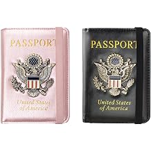 2 Passport Holder Cover and Card Case Slot Combo RFID Blocking Leather Travel Passport Wallet for Men and Women US Passport Protector Document Organizer