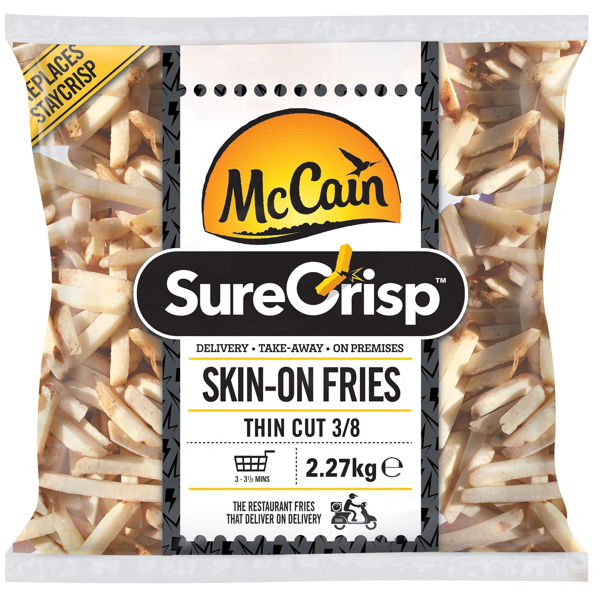 McCain SureCrisp Skin On Thin Cut Fries 3/8 - 4x2.27kg