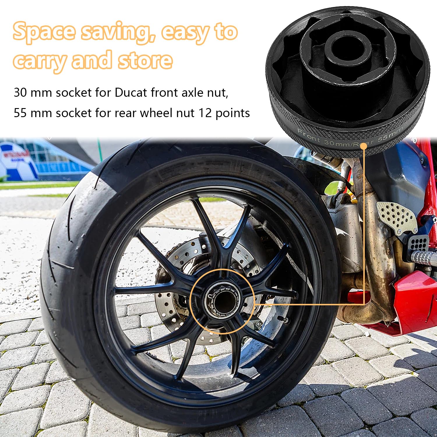 Dado Dell'Asse Posteriore Strumento Chiave a Tubo 55mm 30mm per Ducati Superbike 1098 1198 1199s