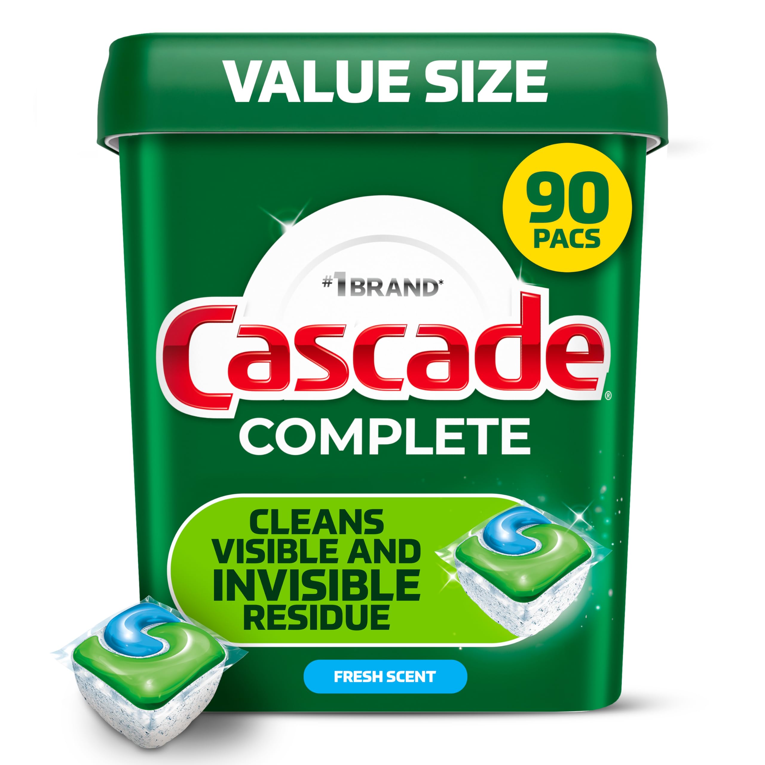Cascade C90 ActionPacs Dishwasher Detergent (Complete 90 Count), White