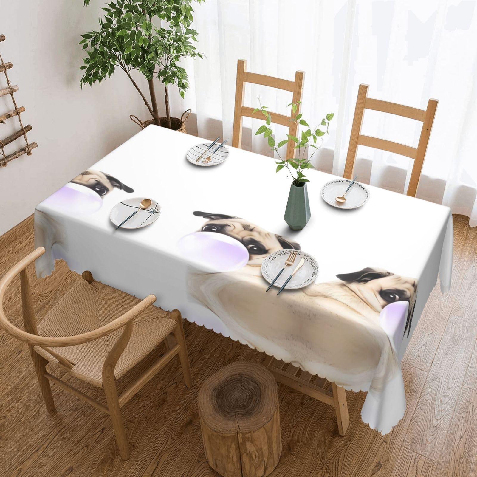 MROWYC pug dog Printed tablecloths are suitable for hotels, picnics, and parties, and can effectively protect the tabletop