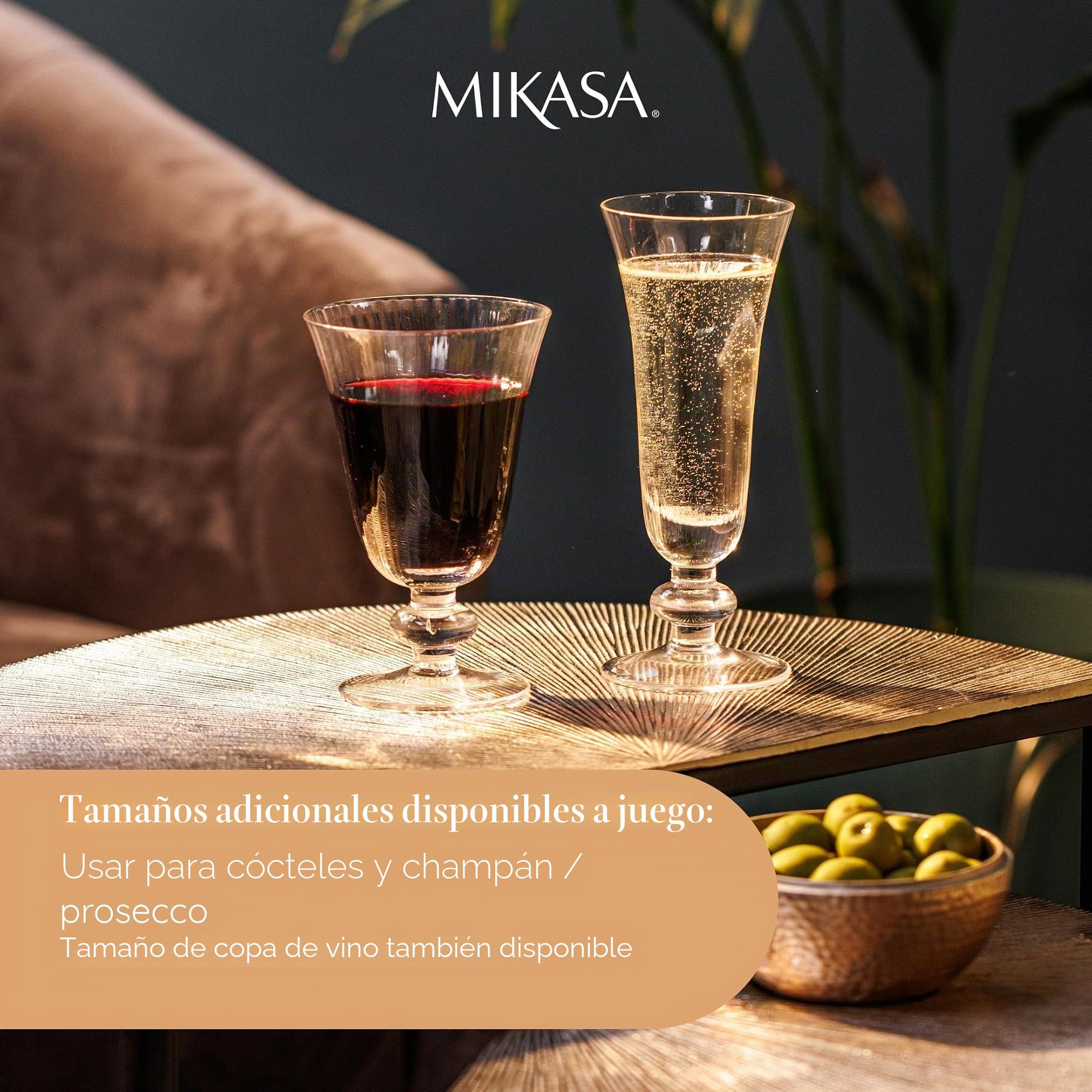 Mikasa Salerno Copas de Cristal para Champán, 170ml, Juego de 4 Copas de Cristal Fino Transparente sin Plomo con Pie Corto y Borde Ancho - Aptas para Lavavajillas