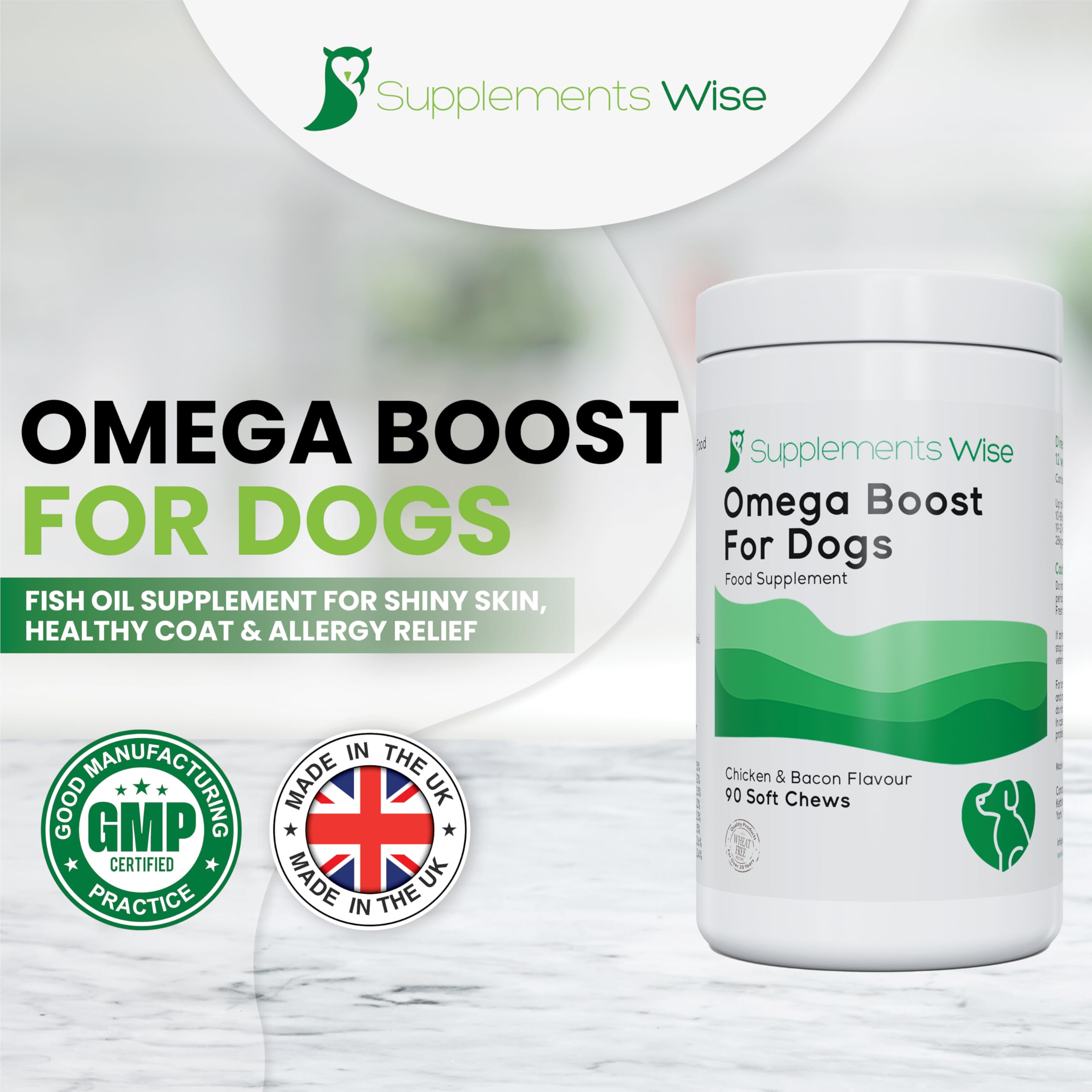 Omega 3 Chews for Dogs, Dog Supplements for Itchy Skin, 90 Chicken & Bacon Flavour Omega 3 Supplements with Salmon Oil - Image 2