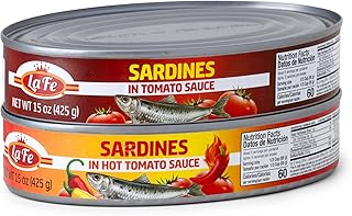 La Fe Sardines Variety 15 oz. 2 Pack (Sardines in Tomato Sauce & In Hot Tomato Sauce)