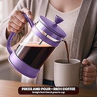 Vista 3 de Utopia Kitchen Cafetera de prensa francesa de 12 onzas, 0.35 litros, tetera, prensas de café de viaje, resistente al calor, olla de borosilicato