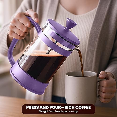 Miniatura 3 de Utopia Kitchen Cafetera de prensa francesa de 12 onzas, 0.35 litros, tetera, prensas de café de viaje, resistente al calor, olla de borosilicato