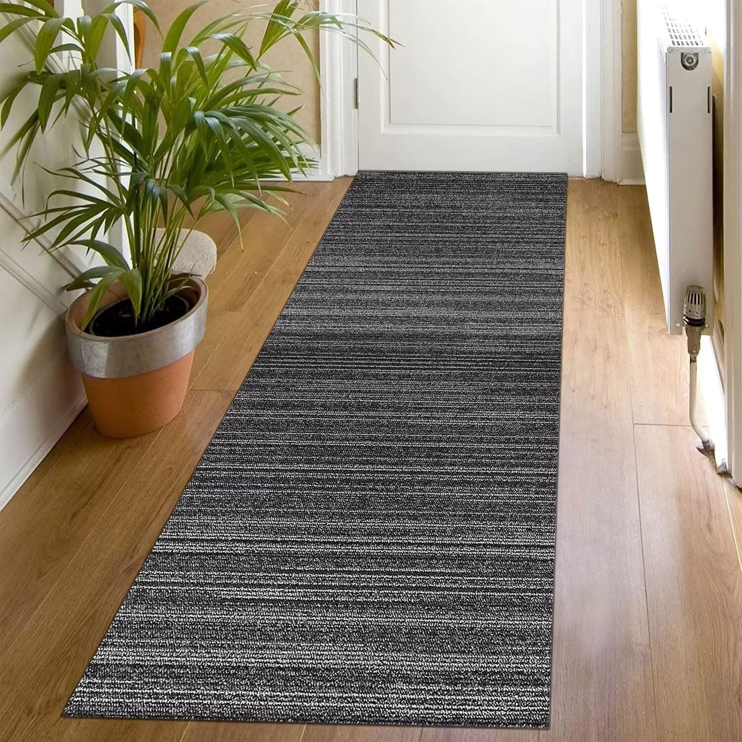 Tappeto lungo antiscivolo lavabile per corridoio cucina grigio scuro 40 x 300 cm venduto al metro ideale per camera da letto, soggiorno, sala da pranzo, corridoio, migliora la sicurezza e lo stile