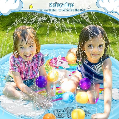 Miniatura 10 de Jasonwell - Colchoneta de juego para salpicaduras de agua de 68 pulgadas divertida para niños niños y niñas al aire libre fiestas