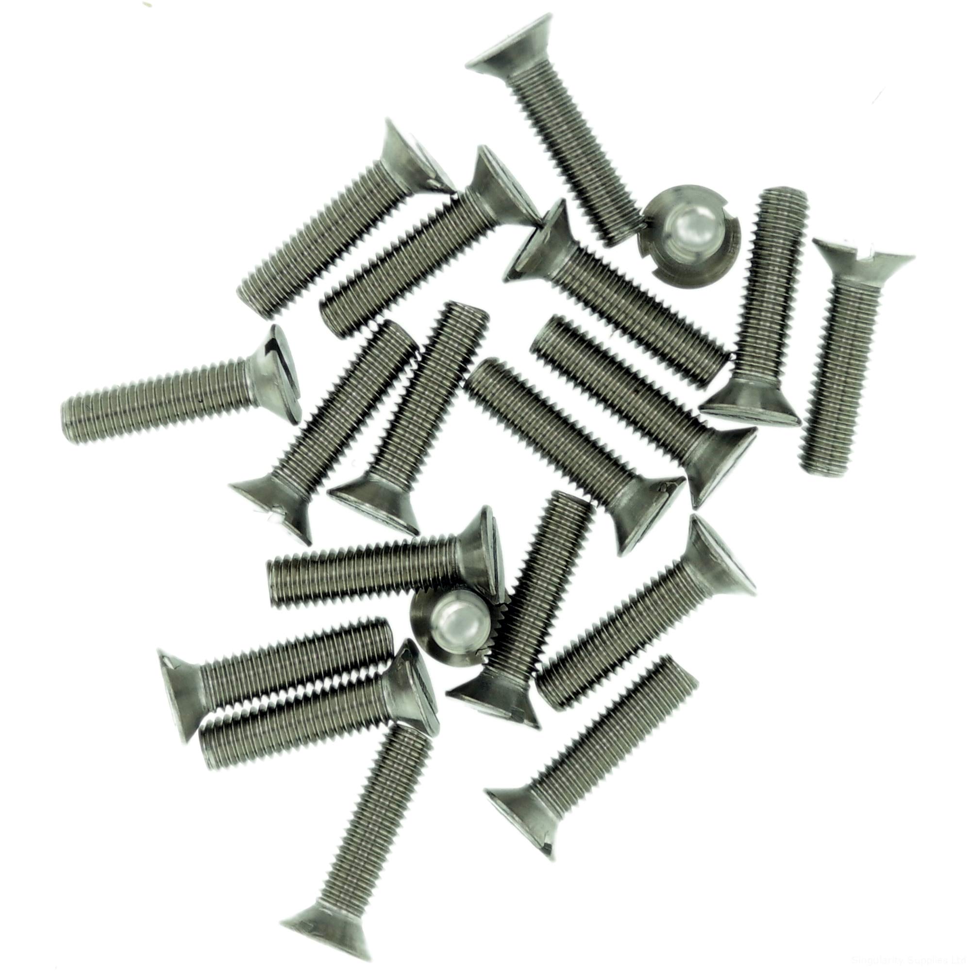 Singularity Supplies M6 (6Mm X 14Mm) Slot Countersunk Machine Screw (Bolt) - Stainless Steel (A2) (Pack Of 20)