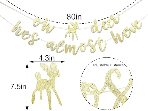 Miniatura 2 de Cartel de baby shower con texto en inglés "Oh Deer Boy Woodland", decoración de fiesta de criaturas del bosque