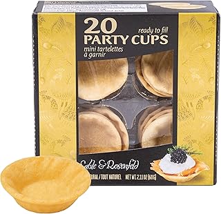Sable & Rosenfeld Ready to Fill Party Cups, Mini Pie Shells 2.10 oz (Pack of 1), 20 Pastry Cups, Sweet or Savory Tartes for Appetizers & Quiche Crusts