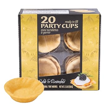 Sable & Rosenfeld Ready to Fill Party Cups, Mini Pie Shells 2.10 oz Pack of 1, 20 Pastry Cups, Sweet or Savory Tartes for Appetizers & Quiche Crusts