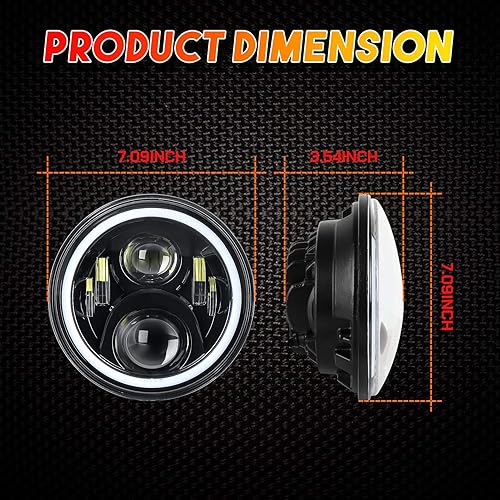 Miniatura 7 de 7 '' RGB Halo LED Faros Segunda Generación Ángel Ojos con Luz de Señal de Giro Ámbar Multicolor Bluetooth Control para Jeep Wrangler JK LJ Sahara