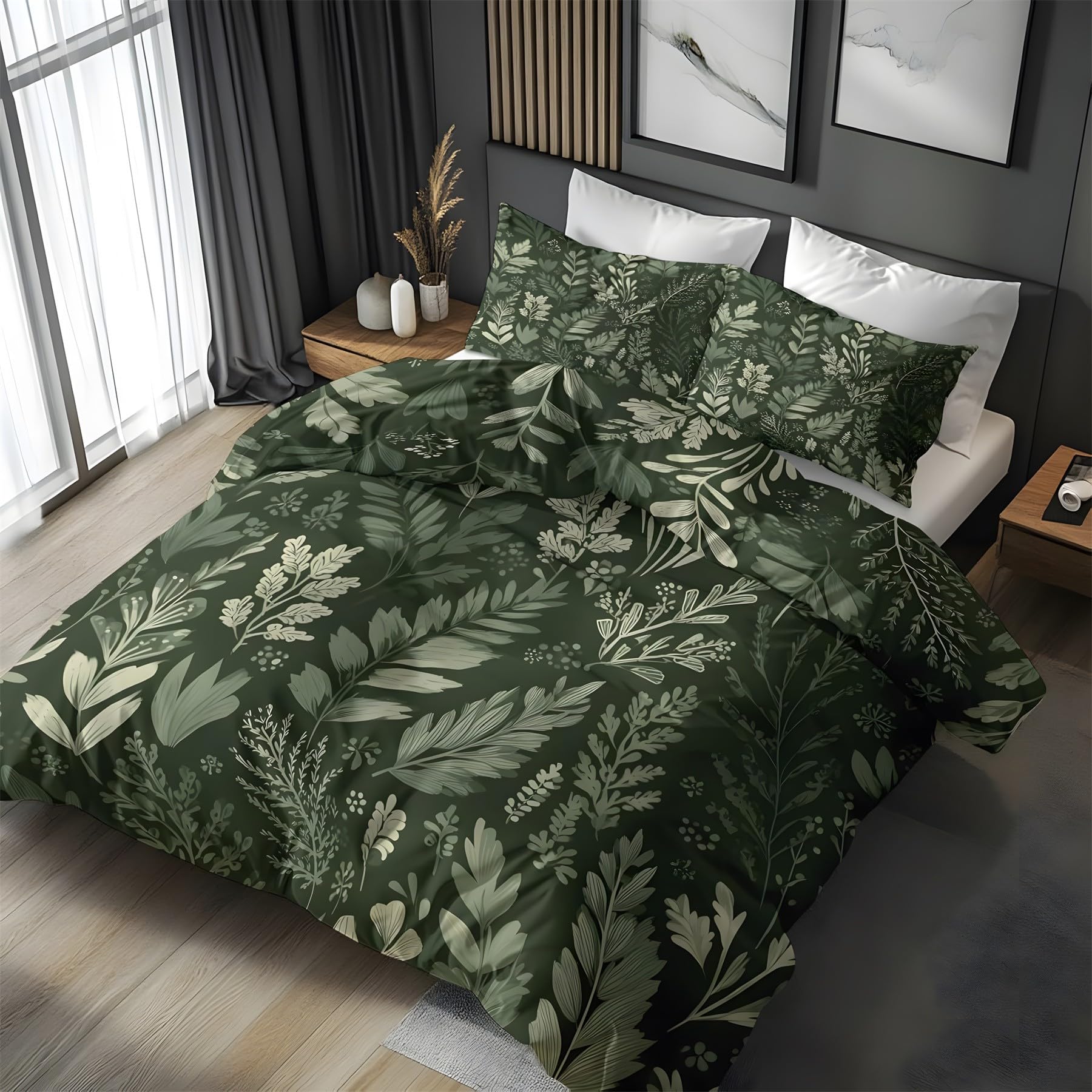 Housse de couette 90x190 cm verte drap de lit microfibre enfant avec 2 taies d'oreiller 65x65