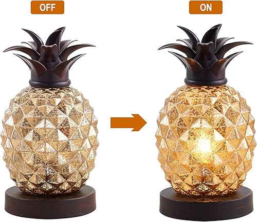 Miniatura 7 de Linda lámpara de cristal de mercurio de piña, lámpara de mesa de cristal dorado, lámpara de encimera, luz nocturna, dormitorio, sala de estar,