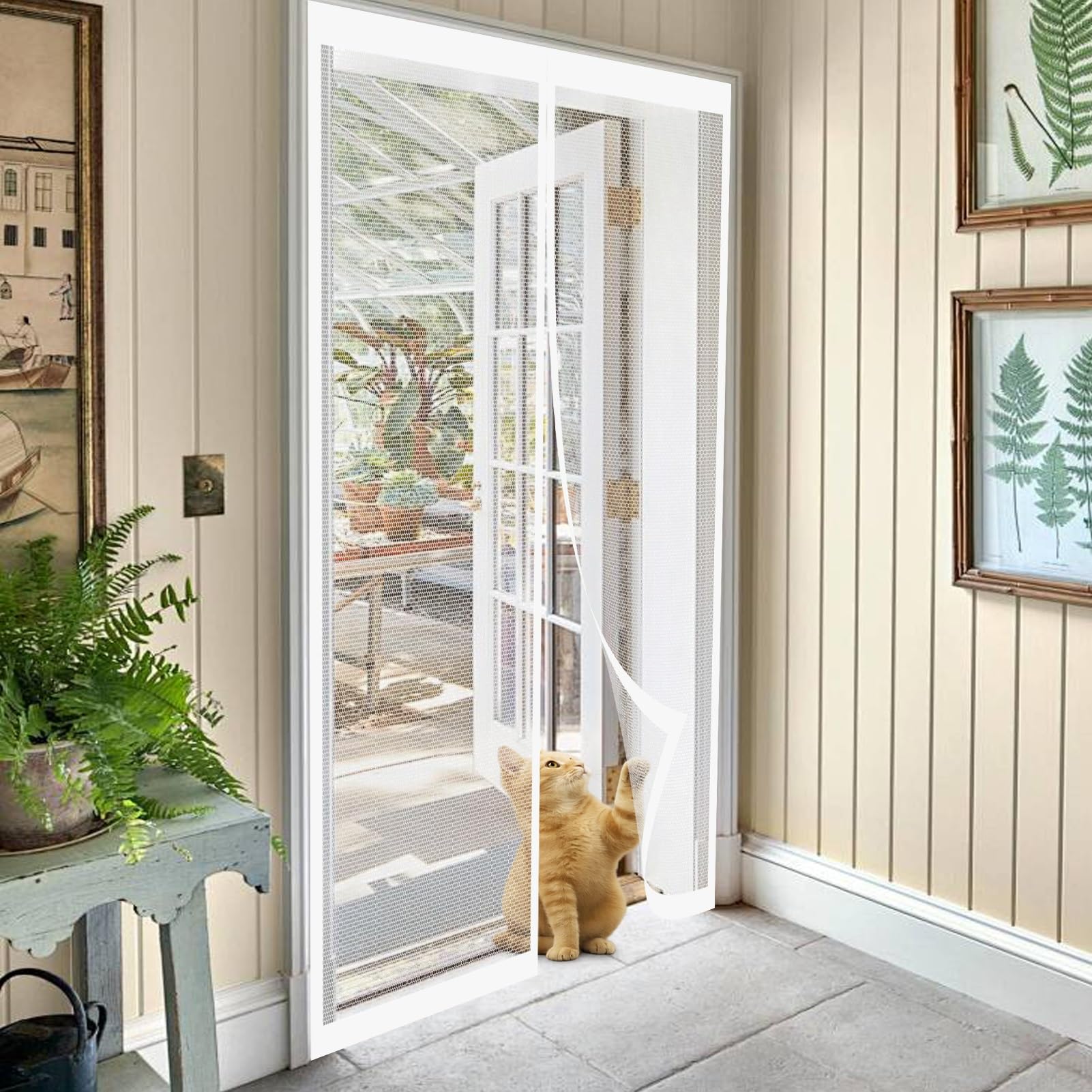 Bcxduomi White Magnetic Door Screen 86 X 207 Cm Keeping Out Flies & Bug, Keep Fresh Air In Heavy Duty Bug Mesh Curtain Hundreds Of Sizes For Bedroom/Balcony/Kitchen, Etc.,