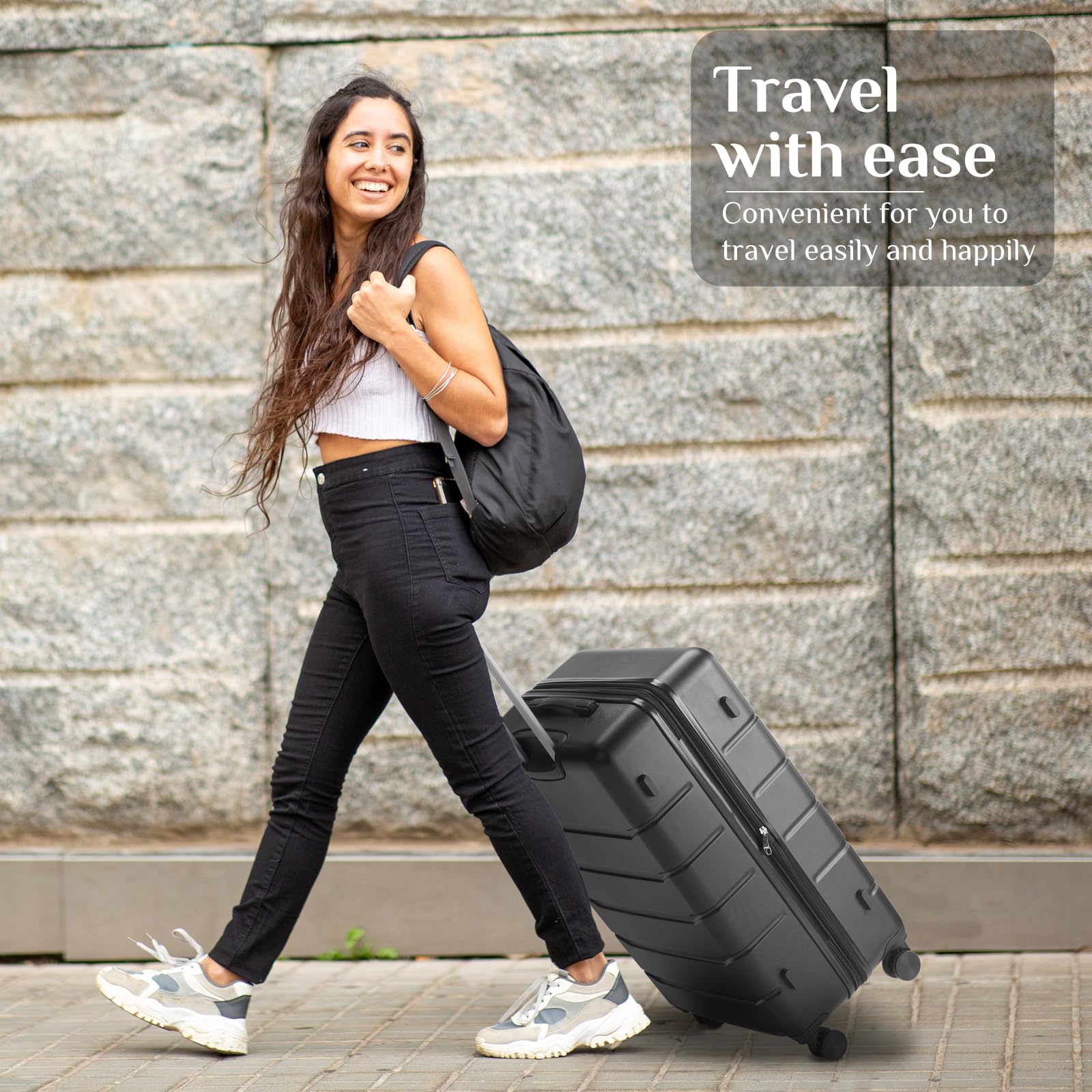 OLIXIS 29 Inch Luggage, Hardside Checked Suitcase with Spinner Wheels, Lightweight ABS Hard Shell Travel Luggage, TSA Approved Lock, Expandable Large Suitcase for Business & Travel–Black view 8