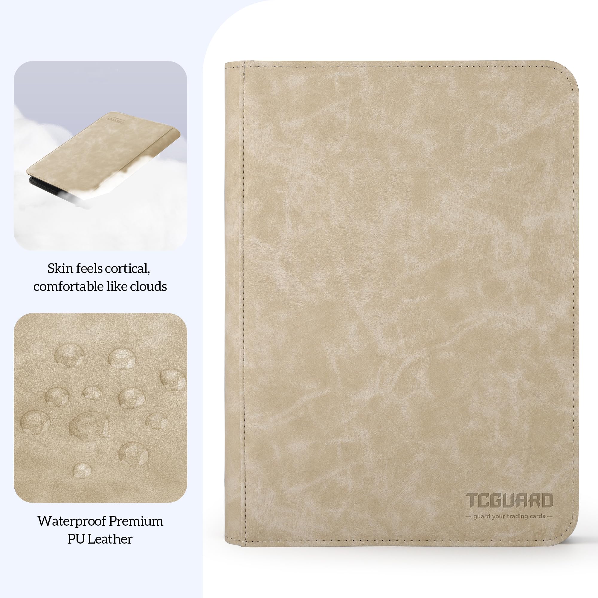 TCGUARD Classeur de cartes à collectionner, 9 poches latérales pouvant contenir jusqu'à 540 cartes, classeur à fermeture éclair pour collection de cartes, porte-cartes TCG pour cartes de jeu, cartes