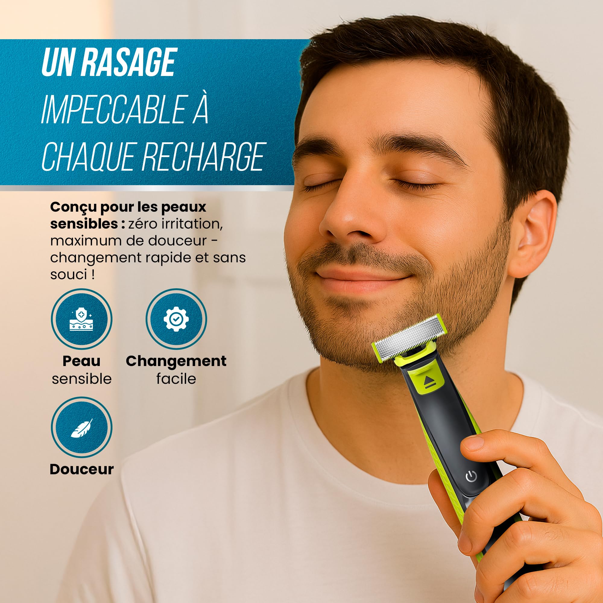 Lame de rechange T-Blade (X5) compatible avec OneBlade – Pack de 5 lames pour rasoir visage et corps homme – Compatibles tous modèles One Blade
