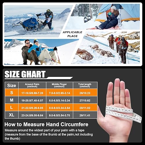 Miniatura 6 de anqier Guantes de invierno -30, impermeables, resistentes al viento, guantes térmicos para pantalla táctil, para esquí, senderismo, correr, hombres