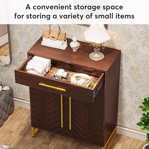 Miniatura 5 de Tribesigns Zapatero con puertas, 20 pares de armario de almacenamiento de zapatos con cajón para entrada, moderno organizador de zapatos con