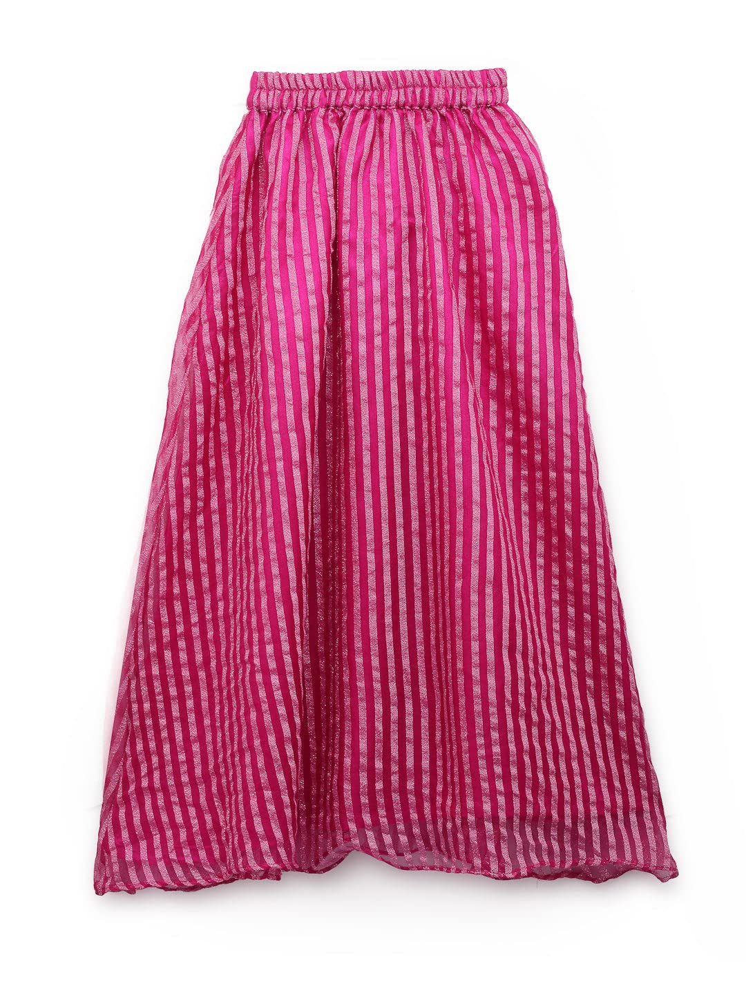 studio rasa Kids Girls Organza Woven Striped Skirt for Wedding Festive Party (GSC12206/3-4_Pink_3-4Y) 1