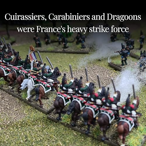 Miniatura 6 de Wargames Delivered Black Powder War - Batallas épicas Waterloo Conjunto de brigada de caballería pesada francesa, soldados de juguete de mesa de
