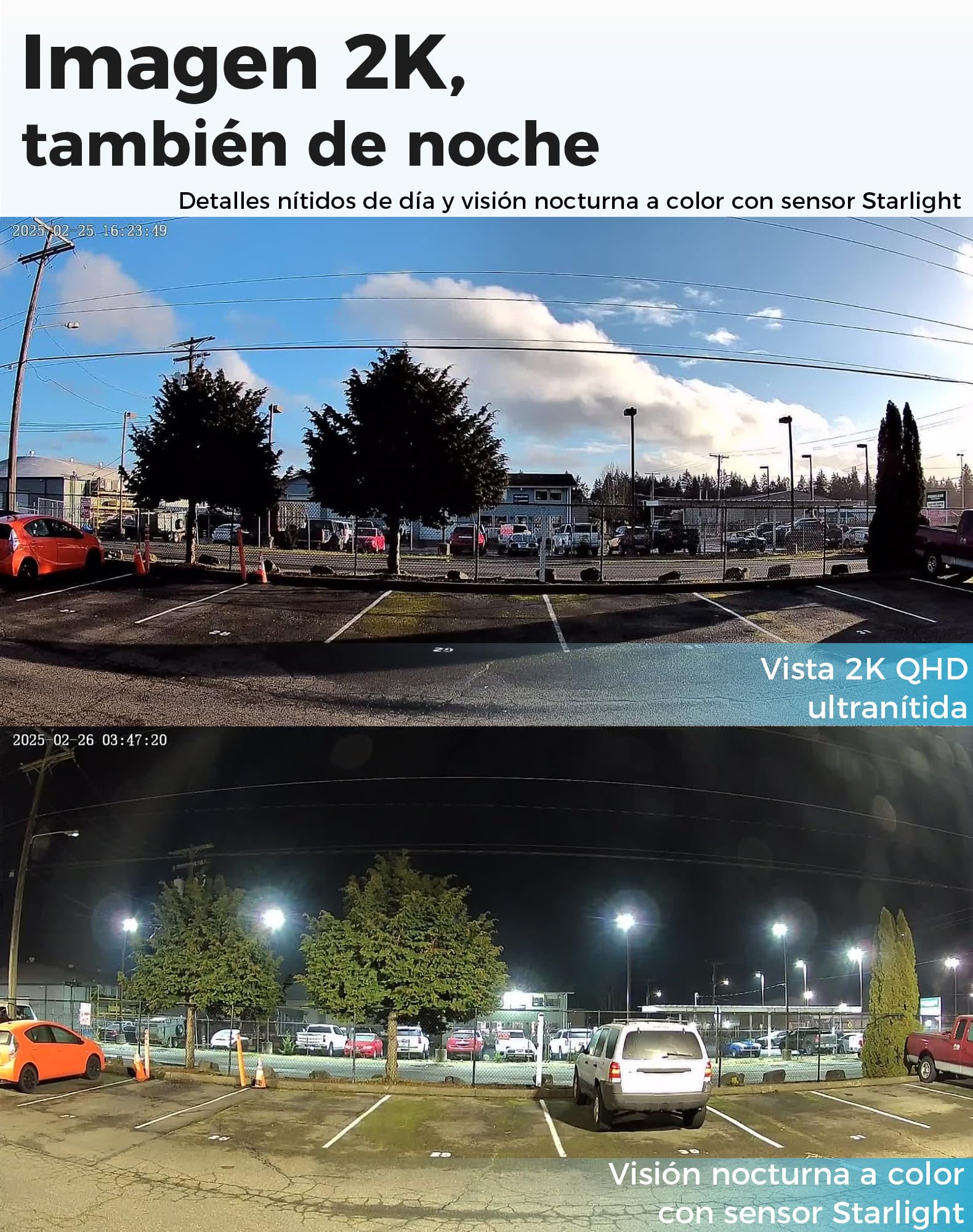VIRTAVO 2K Camara de Vigilancia WiFi Exterior/Interior sin Cables, Cámara Seguridad con Batería Recargable, Visión Nocturna Starlight, Sin Suscripción Obligatoria, Detección PIR, Audio Bidireccional