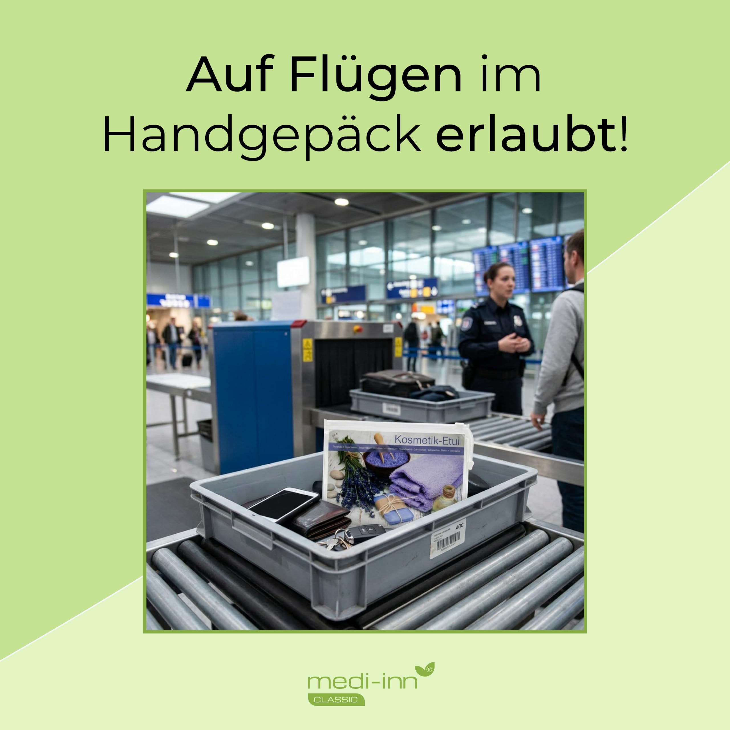 Medi-Inn Reise-Essentials Kulturbeutel transparent, 10-teilig, 20 Stück | Travel Kit fürs Handgepäck: Inhalte je unter 100 ml, für Damen & Herren, komplett bestückt für Flugreisen & Hotel