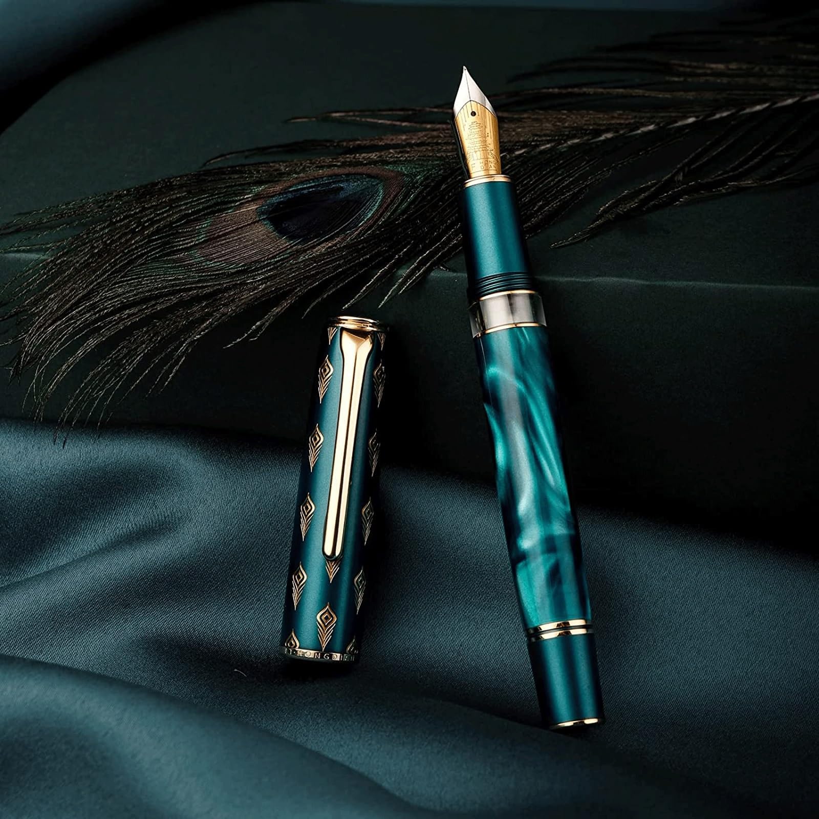 Hochwertiger Füllfederhalter mit extrafeiner Feder for sanftes Schreiben, Kalligrafie-Stift, ideal for Damen und Herren, Bürobedarf(Gray F Nib)