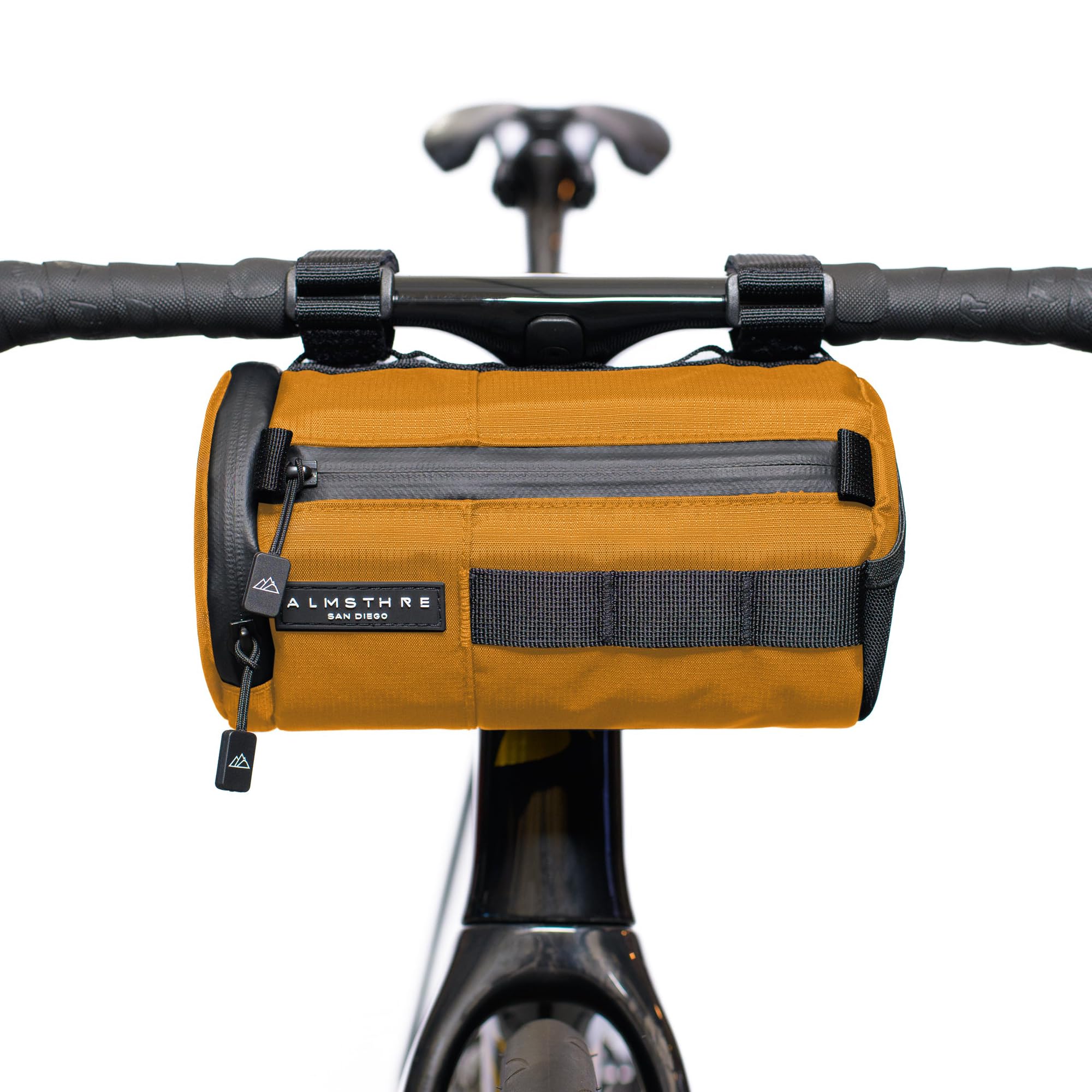 ALMSTHRE Signature Bar Bag – California Gold | Sacoche de Guidon de vélo à Coque Rigide avec Fermetures éclair imperméables et Sangles réglables | Sac de Guidon de vélo léger, Compatible avec Les