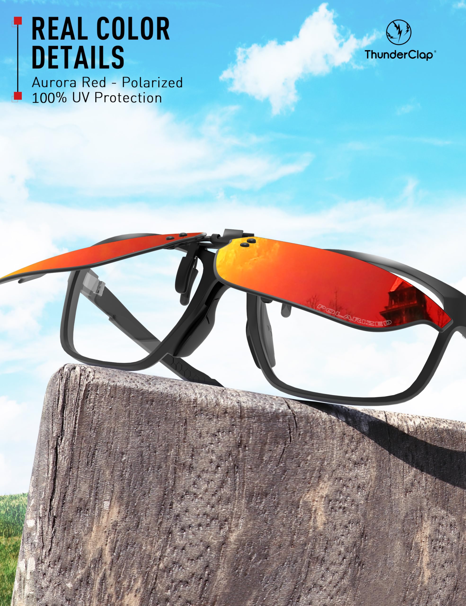 ThunderClap Gafas de sol polarizadas abatibles con clip para Oakley Litebeam OX8140 de 55 mm, para hombres y mujeres, protección UV