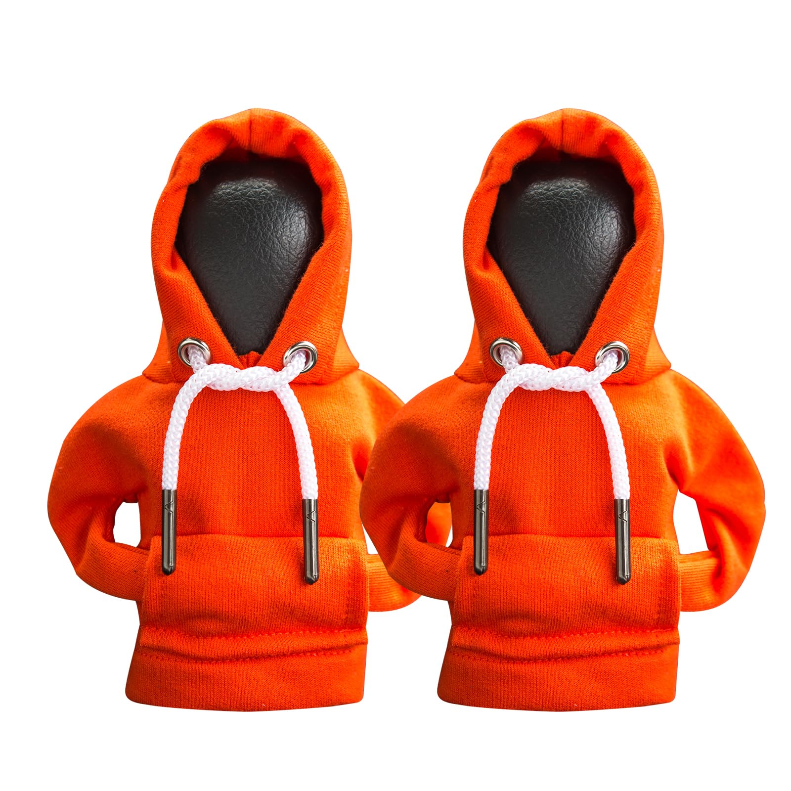 2Pcs Car Shift Knob Hoodie,Gear Shift Hoodie,Funny Sweater Hoodie for Gearshift,Automotive Interior Accessories（Orange）