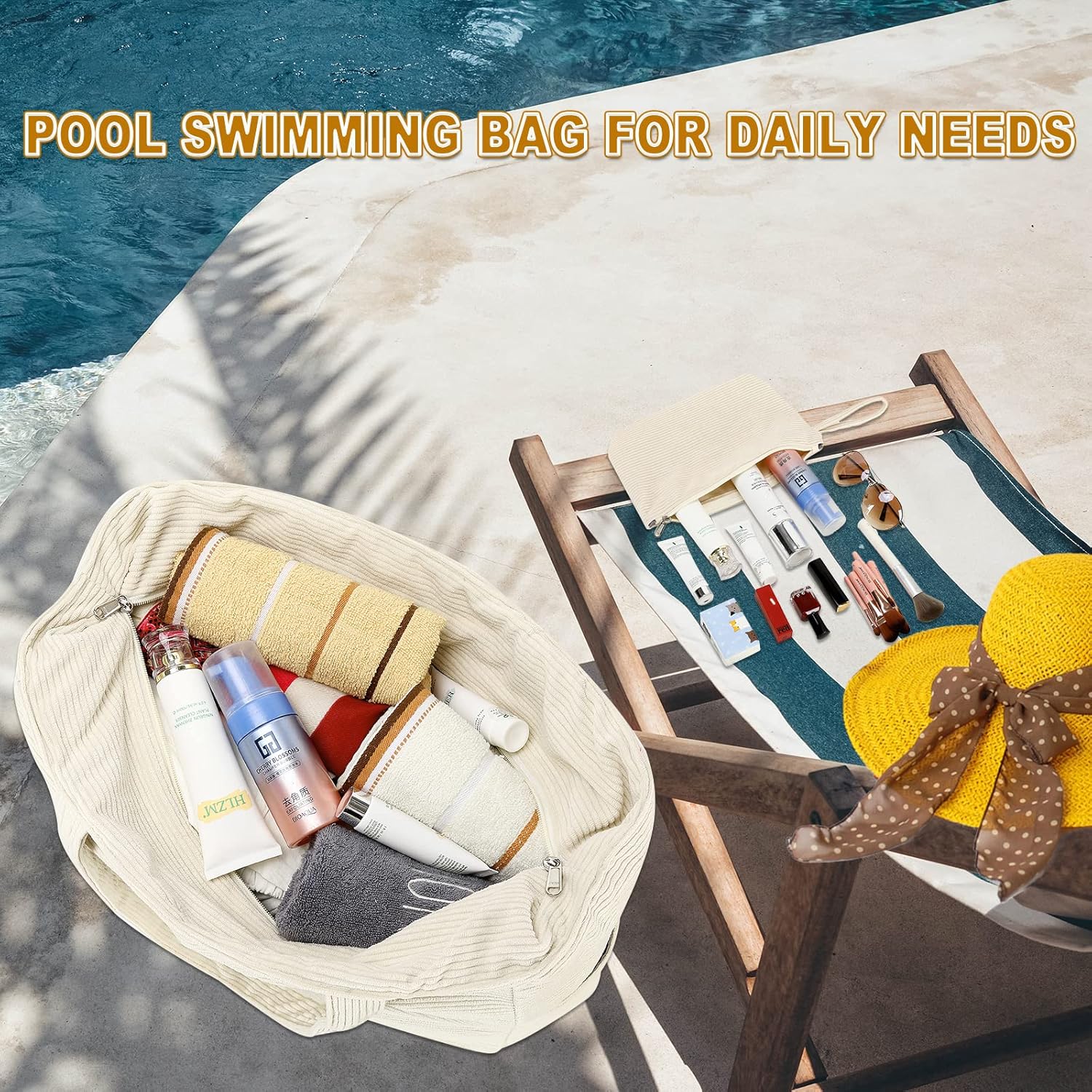 LOIDOU Large Beach Tote Bag Waterproof Sandproof Beach Pool bag with Zipper & Wet Pockets Shoulder Bag Travel Teacher Grocery - Image 7