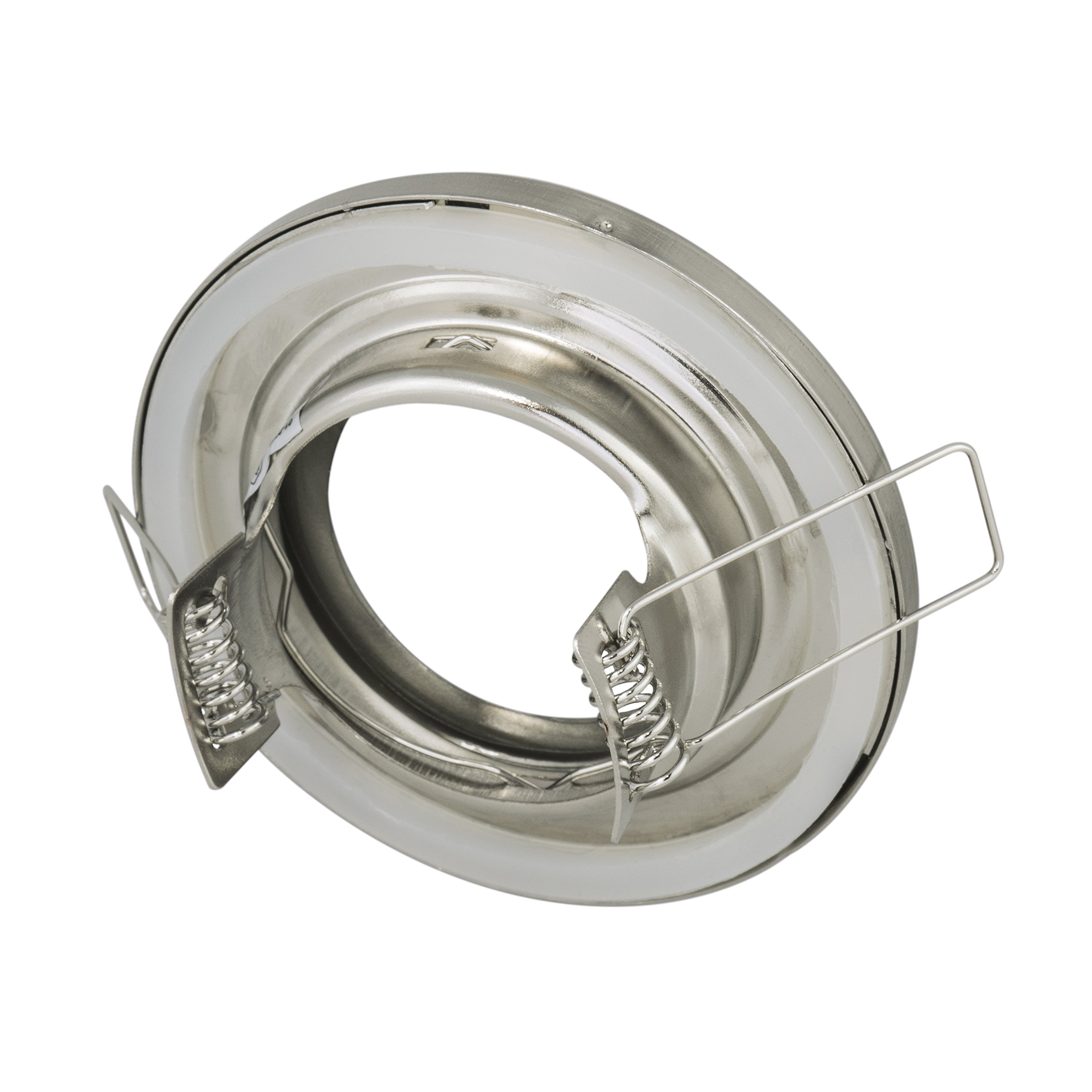 JungesLicht 10er Set Einbaustrahler IP65 Optik: Edelstahl gebürstet GU10 5Watt LED Leuchtmittel 3000Kelvin warm-weiß 420Lumen = 40W Lichtleistung, Leuchtmittel austauschbar, für 55-68mm Bohrlöcher