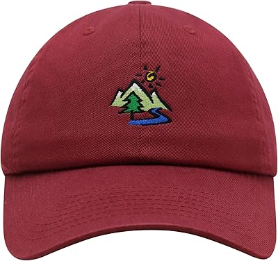 JPAK Mountain Premium Dad Hat Embroidered Baseball Cap Image Maroon