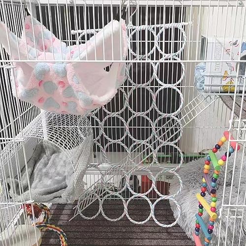 Miniatura 4 de Paquete de 2 redes de cuerda para ratas colgantes, juguete de columpio para pájaros, puente de escalera para escalada de loros para accesorios de