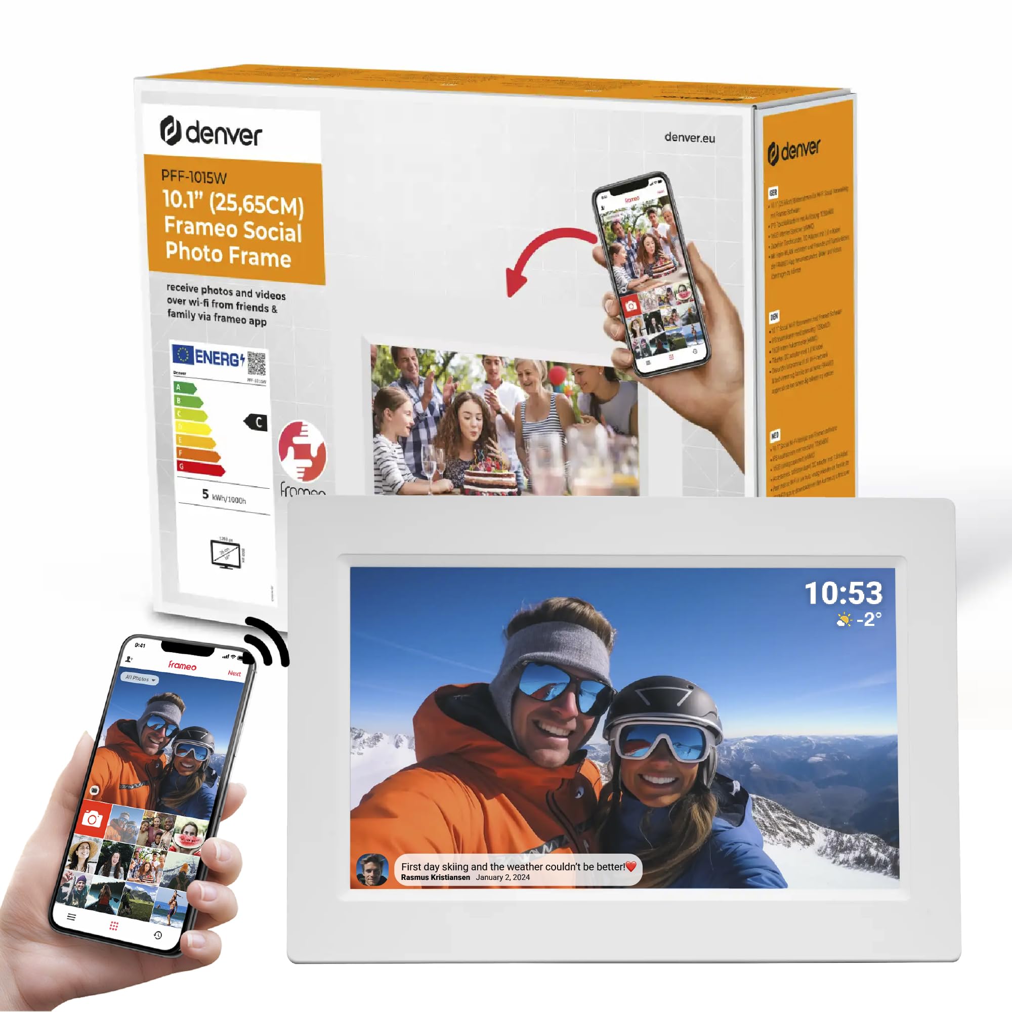 Denver White Pff-1015W 10.1" Digital Photo Frame