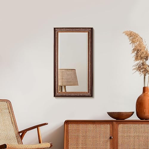 Head West Espejo de tocador biselado con marco de bronce y cobre aceitado, espejos decorativos decorativos para decoración de pared, espejos de baño