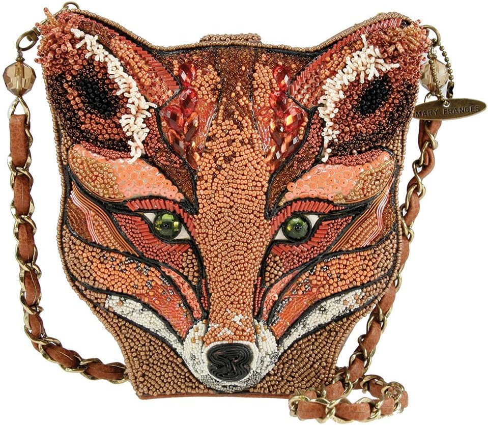 Mary Frances Sly Fox Beaded Handbag, Orange