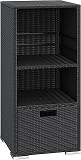Greesum Rattan Storage Shed, Outdoor Towel Rack with 2 Storage Shelves &...