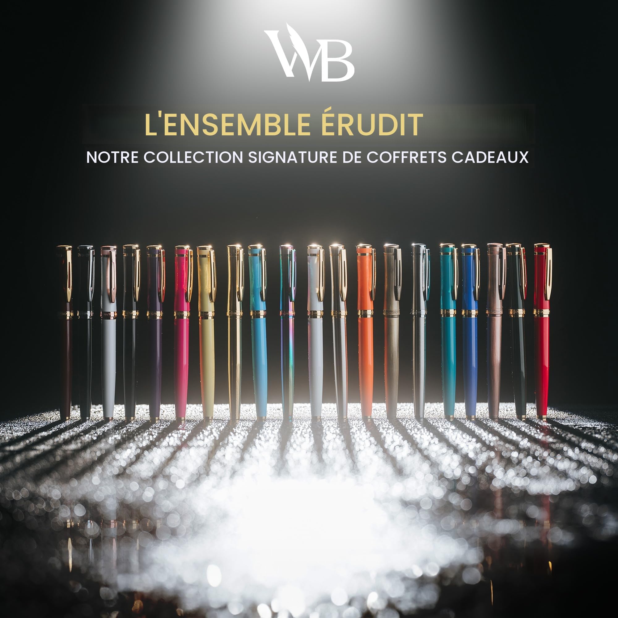 Wordsworth & Black Kit stylo plume, Plume moyenne, Comprend 24 cartouches d'encre et convertisseur de recharge d'encre, Coffret cadeau, Journalisation, Calligraphie, [Chrome argenté]