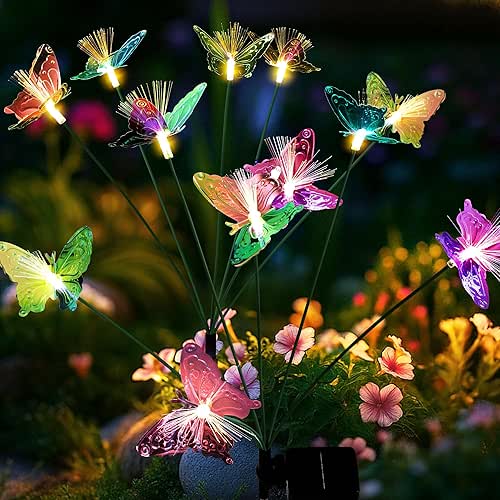 Solar Garden Lights,Swaying Butterfly Lights Outdoor Decorative,2pack Warm White LED