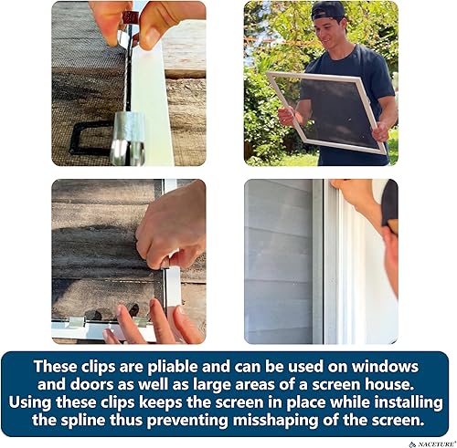 Miniatura 2 de Clips de instalación de puerta mosquitera – 10 clips de pantalla para volver a cribar y clips de retención de pantalla para ventana de patio