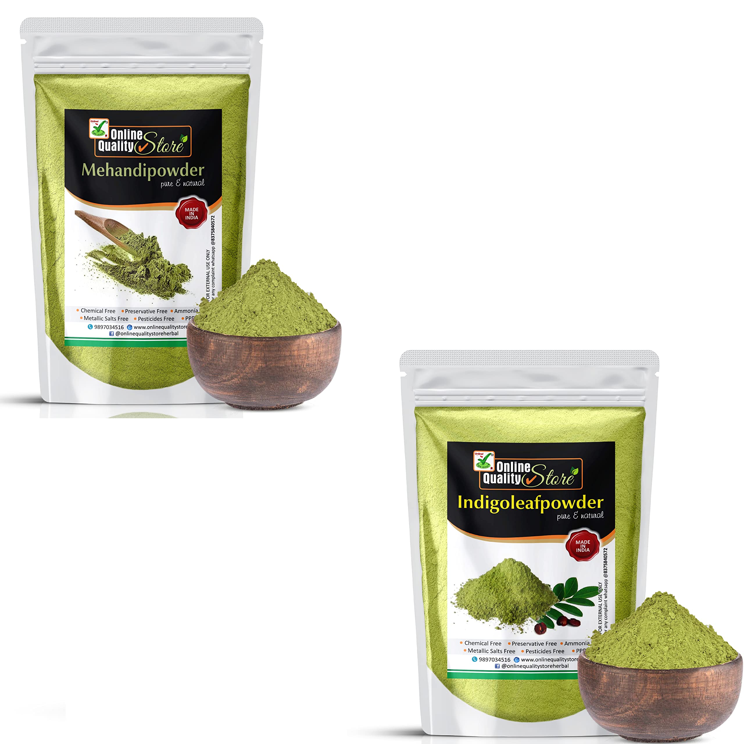 Online Quality Store Indigo Powder For Black Hair (200g) + Mehendi Powder (200g), 400g-picture-14