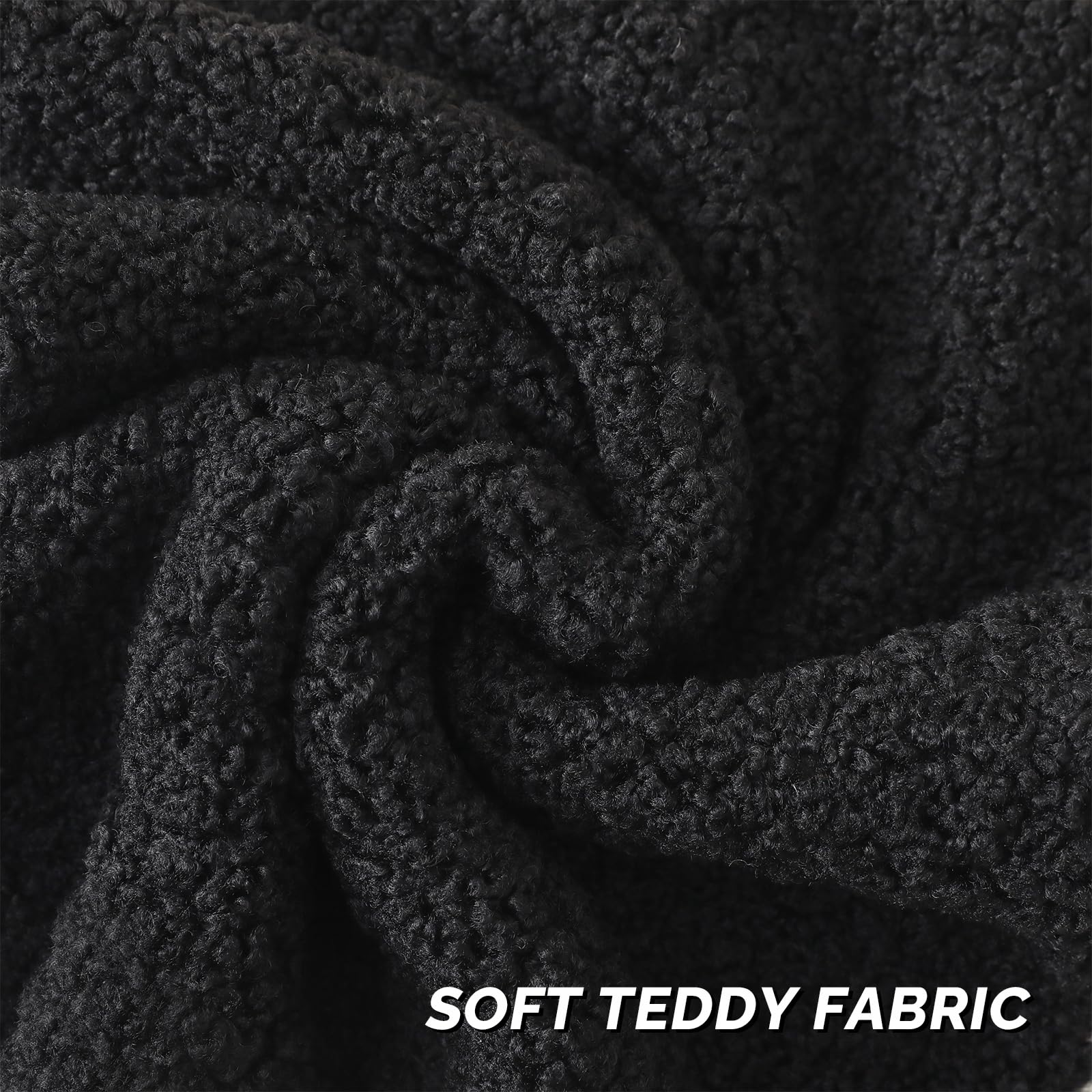 FUTEI Schwarze Kissenbezüge, 66 x 66 cm, 2 Stück, pelziger Kunstfell, Wolle, Bouclé, strukturierte Kissenbezüge, weiche, flauschige, dekorative Euro-Kissenbezüge, Heimdekoration für Couch, Bett