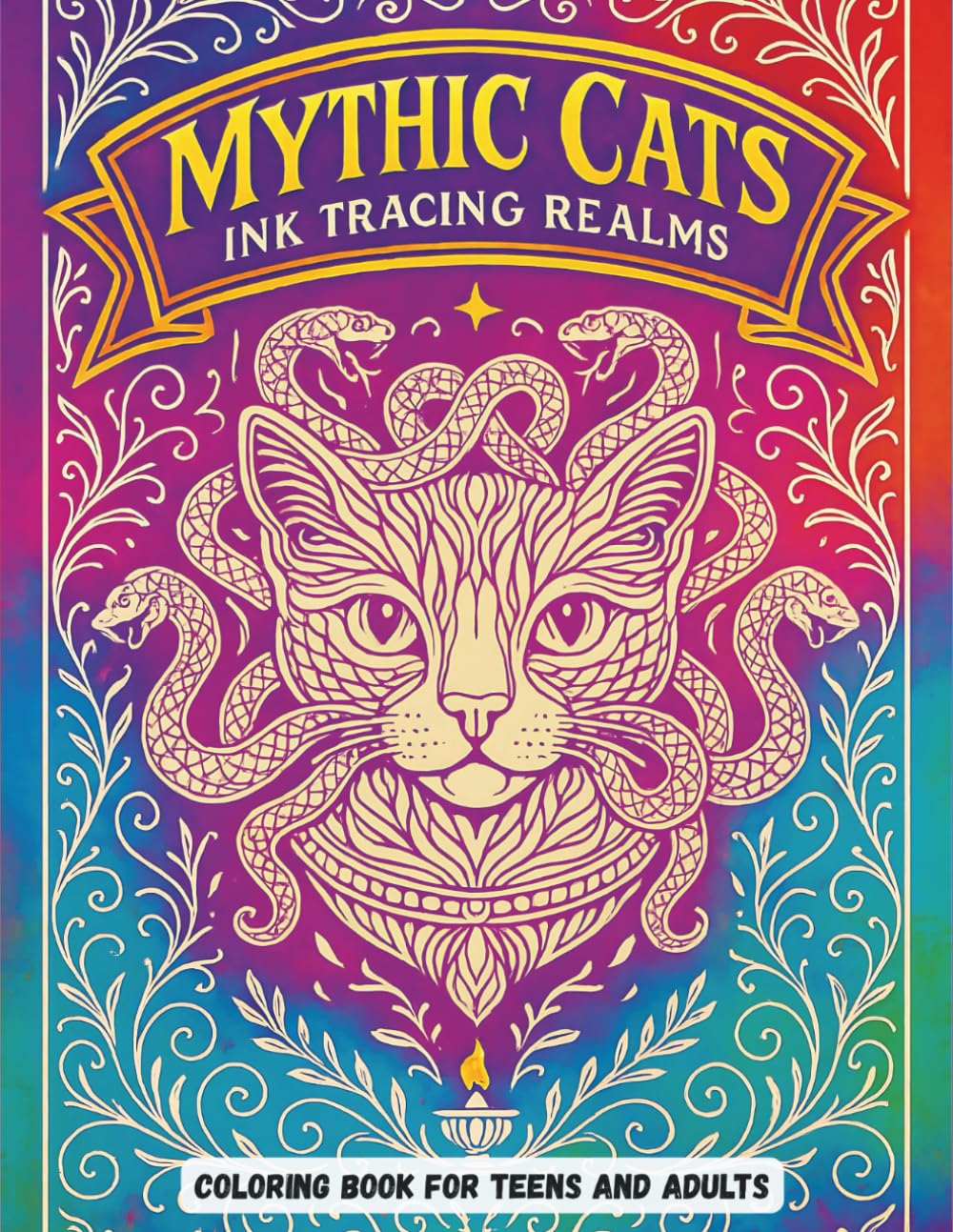 Mythic Cats Ink Tracing Realms Coloring Book for Teens and Adults: A Fantasy Journey to Relax and Create with Majestic Cats from Mystical Worlds