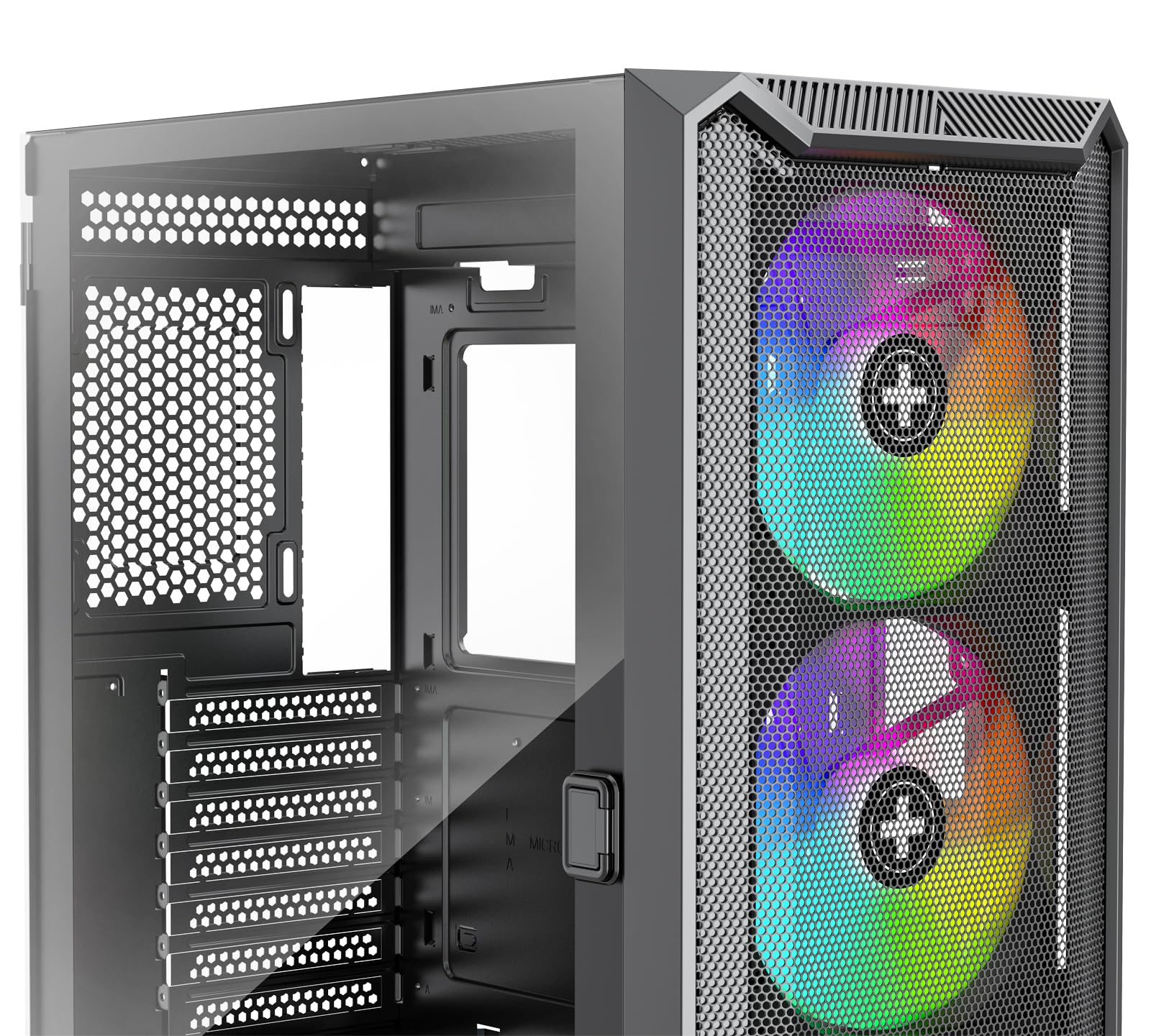 Xilence X613 XILENT Blade II Gaming PC Case, 3 x 120 mm ARGB Fans, ATX Midi Tower Case, Mesh Front Panel for Good Airflow and PWM/ARGB Control Board, pannello laterale in vetro senza viti, nero