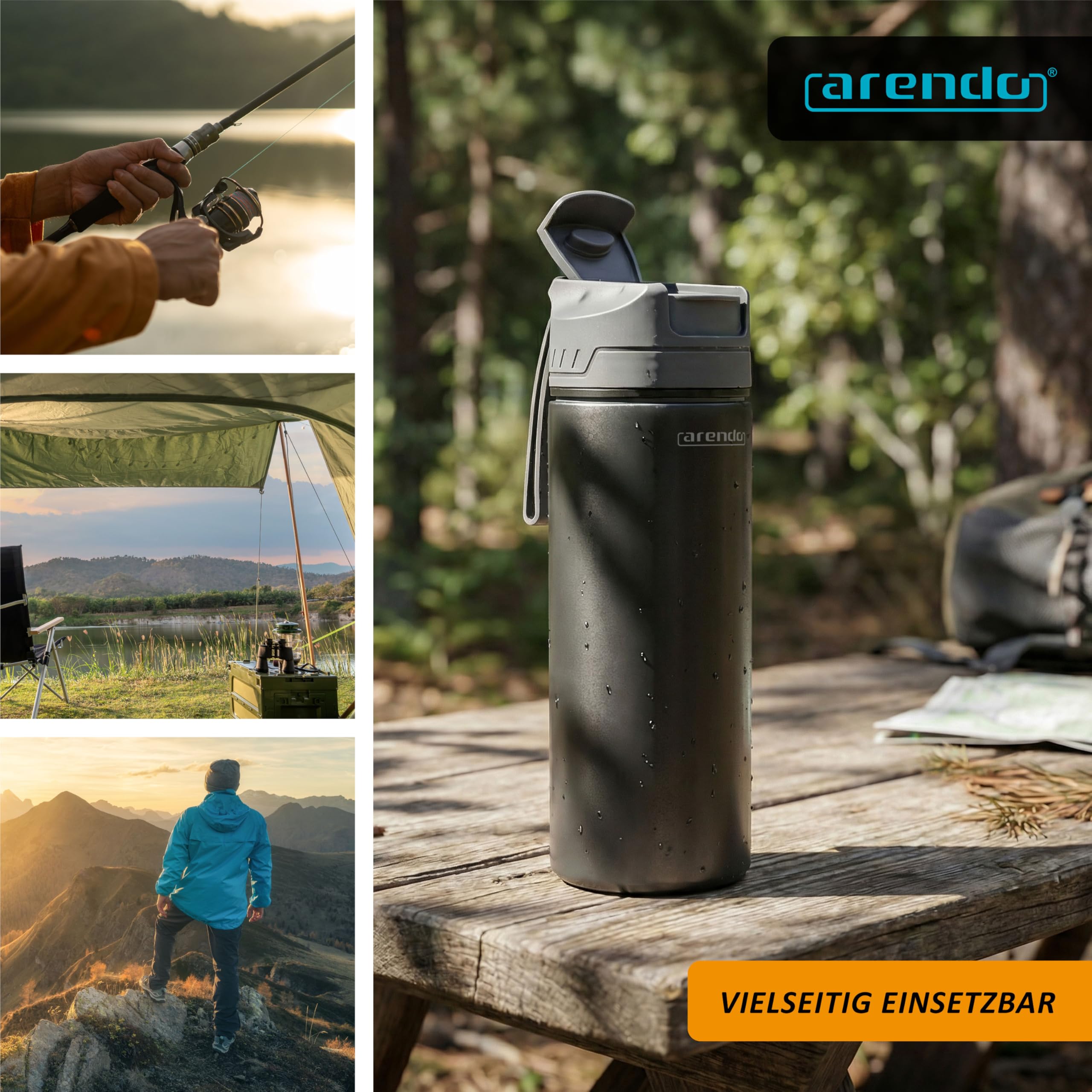 Arendo - Profi Outdoor Wasserfilter Flasche - 500 ml Trinkflasche – 2000 Liter Filterkapazität – filtert bis zu 99,99% der Viren Bakterien – entfernt Mikroplastik Chemikalien Schwermetalle